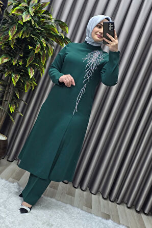 Kadın Tesettür Giyim Büyük Beden Gaye Abiye İkili Takım 