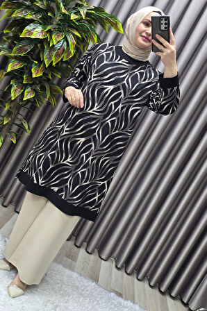 Kadın Tesettür Giyim Büyük Beden Trend Simli Tunik 