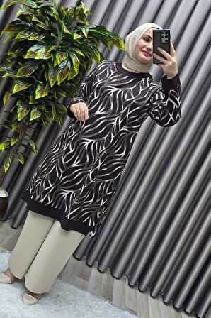 Kadın Tesettür Giyim Büyük Beden Trend Simli Tunik 