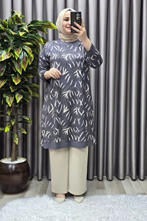 Kadın Tesettür Giyim Büyük Beden Trend Simli Tunik 