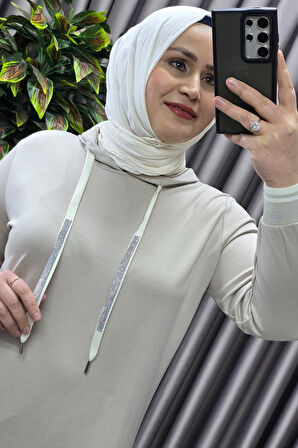 Kadın Tesettür Giyim Büyük Beden Kapşonlu Spor İkili Takım 