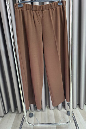 Kadın Giyim Büyük Beden Bol Paça Scuba Pantolon 