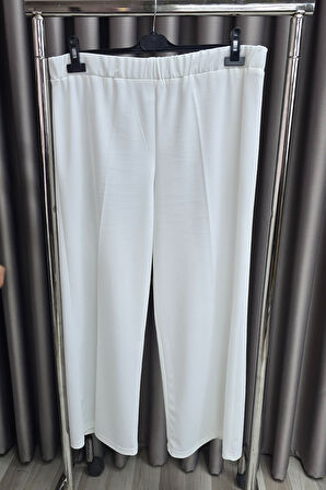 Kadın Giyim Büyük Beden Bol Paça Scuba Pantolon 