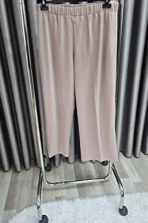 Kadın Giyim Büyük Beden Bol Paça Scuba Pantolon 