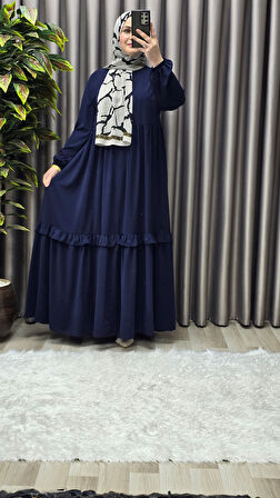 Kadın Tesettür Giyim Endonezya Krebi Fırfırlı  Elbise 