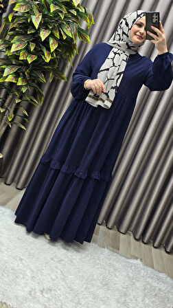 Kadın Tesettür Giyim Endonezya Krebi Fırfırlı  Elbise 