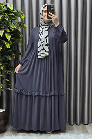 Kadın Tesettür Giyim Endonezya Krebi Fırfırlı  Elbise 