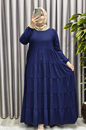Kadın Tesettür Giyim Büyük Beden 5 Katlı Endonezya Krebi Elbise 