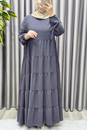 Kadın Tesettür Giyim Büyük Beden 5 Katlı Endonezya Krebi Elbise 