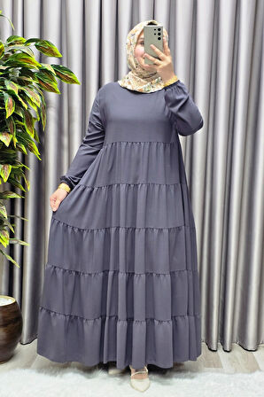 Kadın Tesettür Giyim Büyük Beden 5 Katlı Endonezya Krebi Elbise 