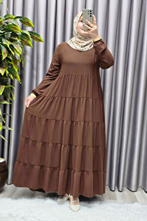 Kadın Tesettür Giyim 5 Katlı Endonezya Krebi Elbise 