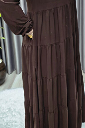 Kadın Tesettür Giyim 5 Katlı Endonezya Krebi Elbise 