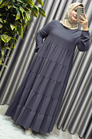 Kadın Tesettür Giyim 5 Katlı Endonezya Krebi Elbise 