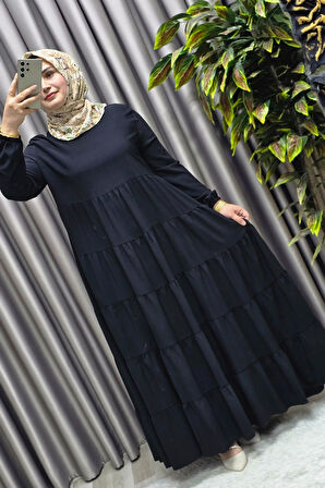 Kadın Tesettür Giyim 5 Katlı Endonezya Krebi Elbise 
