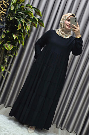 Kadın Tesettür Giyim 5 Katlı Endonezya Krebi Elbise 