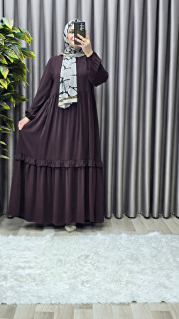 Kadın Tesettür Giyim Endonezya Krebi Fırfırlı  Elbise 