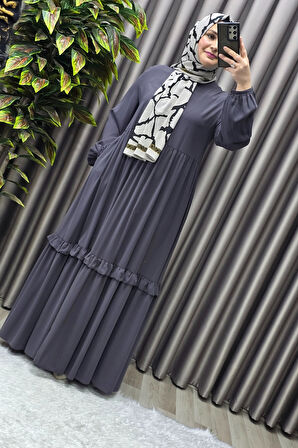 Kadın Tesettür Giyim Endonezya Krebi Fırfırlı  Elbise 