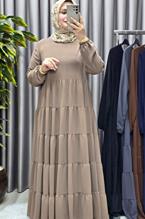 Kadın Tesettür Giyim 5 Katlı Endonezya Krebi Elbise 