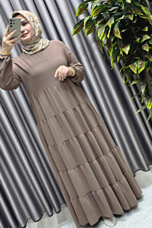 Kadın Tesettür Giyim 5 Katlı Endonezya Krebi Elbise 