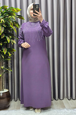 Kadın Tesettür Giyim Büyük Beden Krep Abiye 