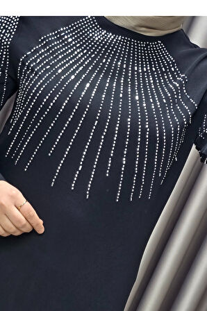 Kadın Tesettür Giyim Büyük Beden Krep Abiye 