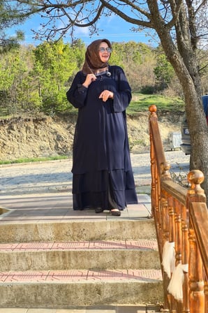 Kadın Tesettür Giyim Büyük Beden Üç Katlı Astarlı Abaya Ferace 