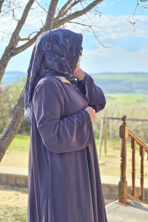Kadın Tesettür Giyim Büyük Beden Üç Katlı Astarlı Abaya Ferace 