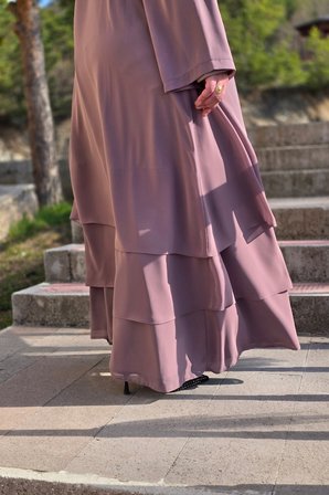 Kadın Tesettür Giyim Büyük Beden Üç Katlı Astarlı Abaya Ferace 