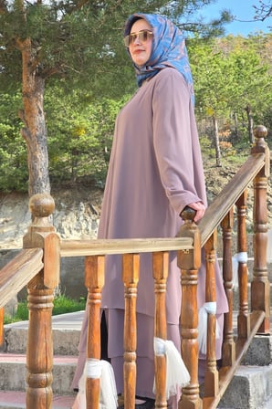 Kadın Tesettür Giyim Büyük Beden Üç Katlı Astarlı Abaya Ferace 