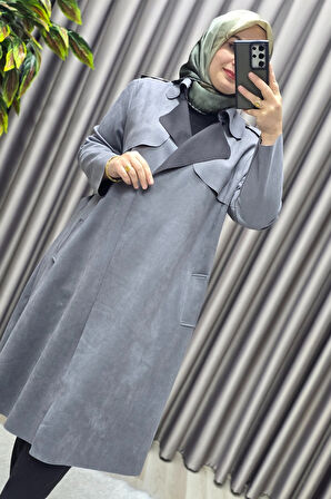 Kadın Tesettür Giyim Büyük Beden Süet Kap 