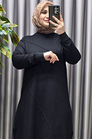 Kadın Tesettür Büyük Beden Giyim Nervürlü İkili Takım 