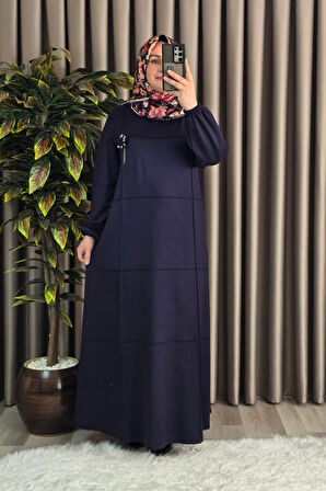 Kadın Tesettür Büyük Beden Giyim Nervür Elbise 