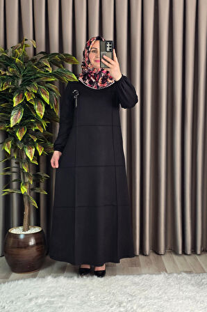 Kadın Tesettür Büyük Beden Giyim Nervür Elbise 