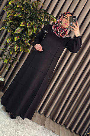 Kadın Tesettür Büyük Beden Giyim Nervür Elbise 