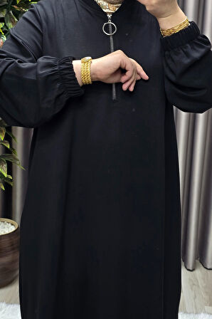 Kadın Tesettür Giyim Büyük Beden Fermuarlı 9354 Jumbo Uzun Tunik 