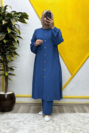 Kadın Tesettür Giyim Büyük Beden Pantolonlu Aerobin İkili Takım 