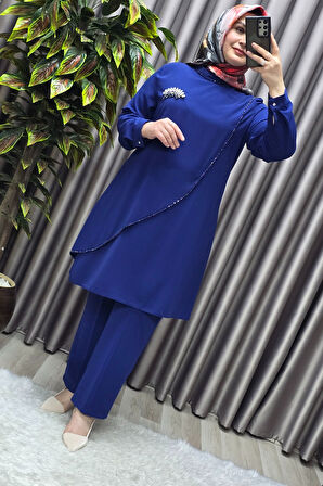 Kadın Tesettür Giyim Büyük Beden Çağla Krep İkili Takım 