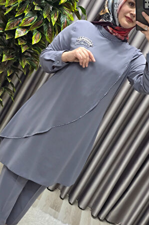 Kadın Tesettür Giyim Büyük Beden Çağla Krep İkili Takım 