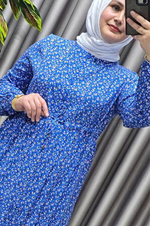 Kadın Tesettür Giyim Yazlık Viscon Üç Katlı Papatya Elbise 