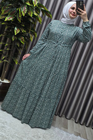 Kadın Tesettür Giyim Yazlık Viscon Üç Katlı Papatya Elbise 