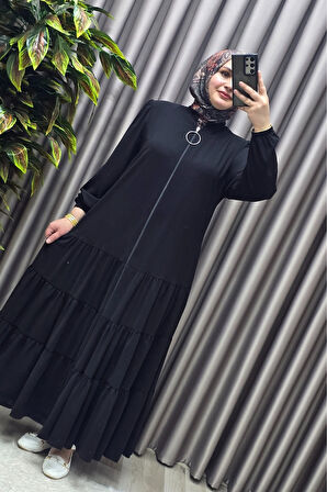 Kadın Tesettür Giyim Büyük Beden  Elbise  Ferace 