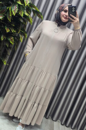 Kadın Tesettür Giyim Büyük Beden  Elbise  Ferace 