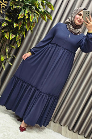 Kadın Tesettür Giyim Büyük Beden İki Katlı Ferace 