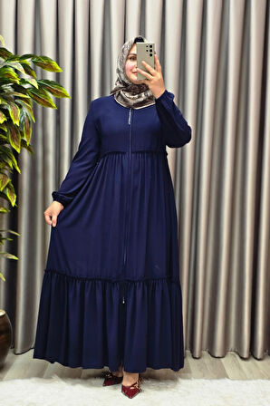 Kadın Tesettür Giyim Büyük Beden İki Katlı Ferace 