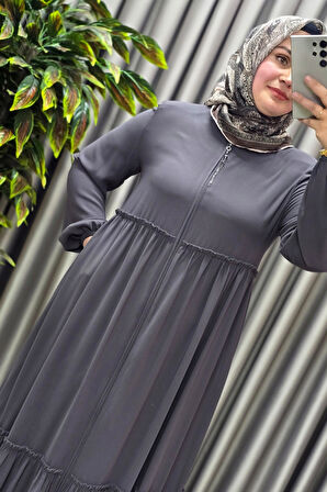 Kadın Tesettür Giyim Büyük Beden İki Katlı Ferace 