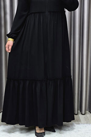 Kadın Tesettür Giyim Büyük Beden İki Katlı Ferace 