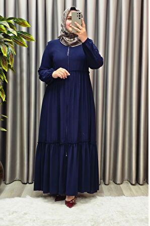 Kadın Tesettür Giyim Büyük Beden İki Katlı Ferace 