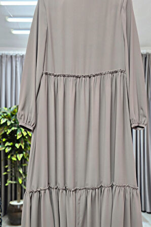 Kadın Tesettür Giyim Büyük Beden İki Katlı Ferace 