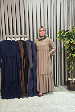 Kadın Tesettür Giyim Büyük Beden İki Katlı Ferace 