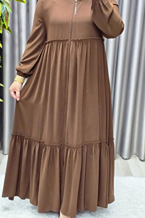 Kadın Tesettür Giyim Büyük Beden İki Katlı Ferace 